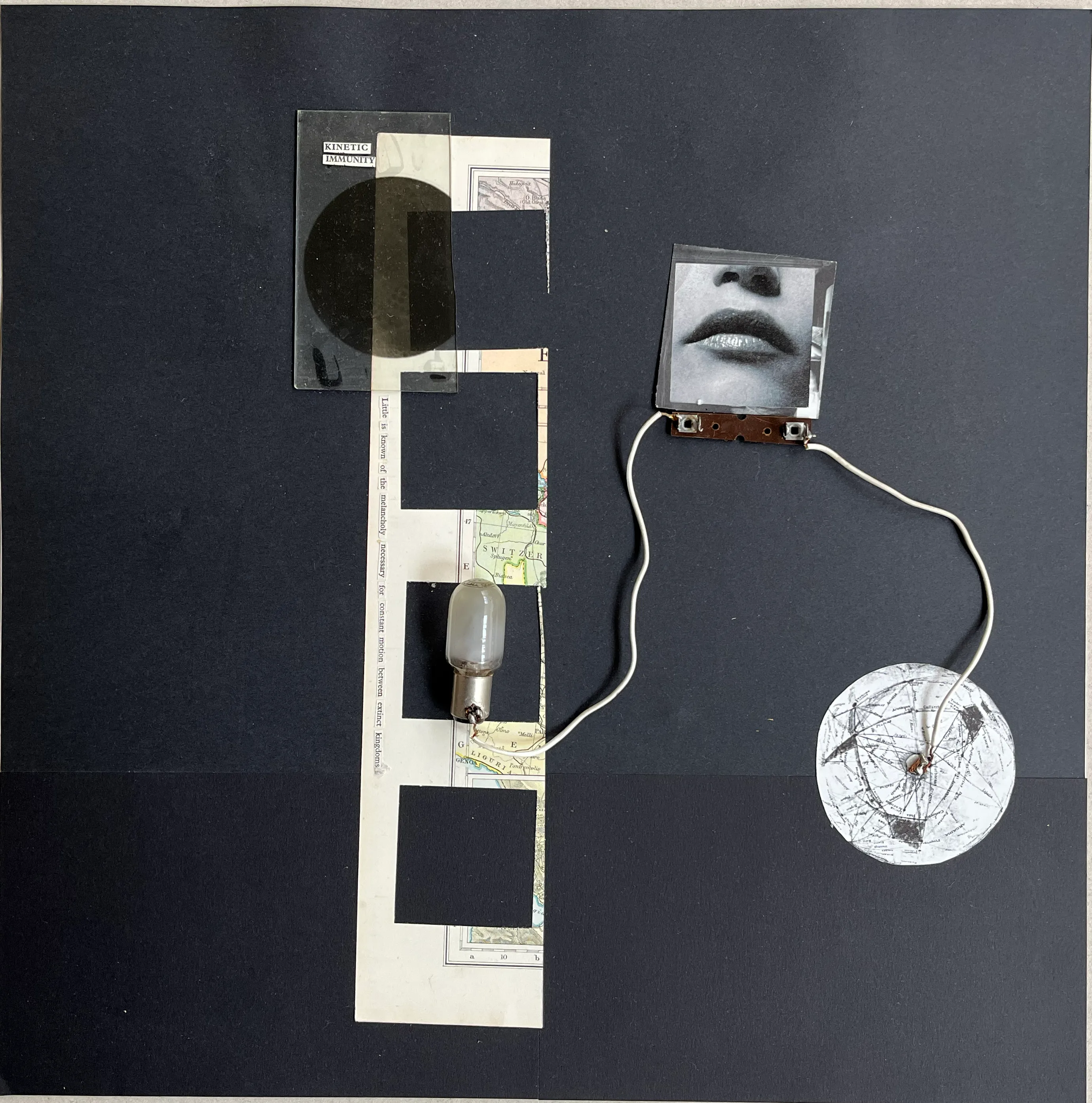 Square collage test, warmer palette than Folk Horror, ochre and sienna ground