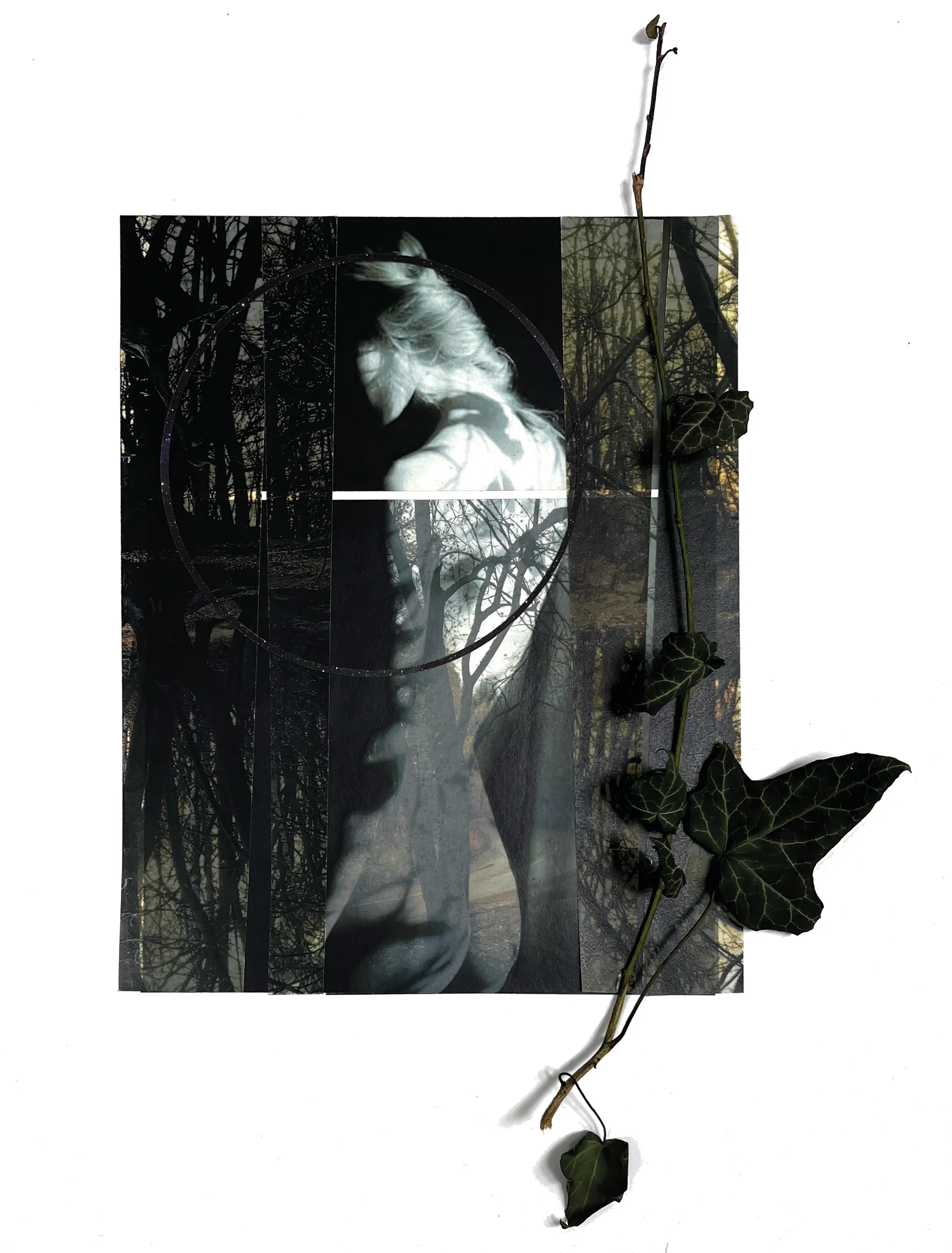 Archival pigment print, figure partially submerged, pale blue-grey ground